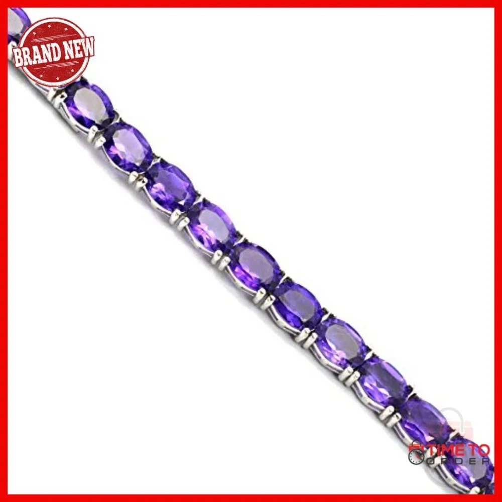 Sterling Silver Tennis Bracelet with 16.4ct Amethyst Gemstone